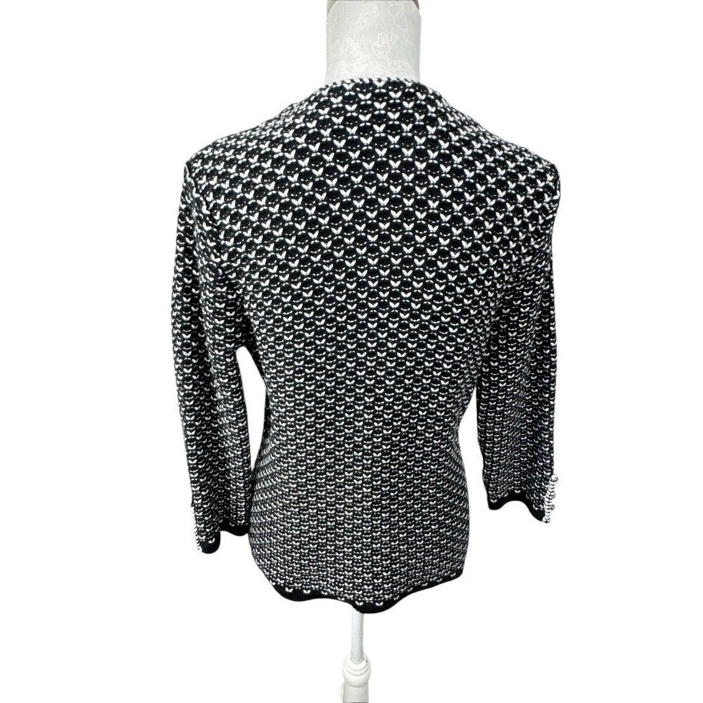 White House‎ Black Market Women's M Fitted 3 Button Knit Blazer Black & White - Picture 3 of 13